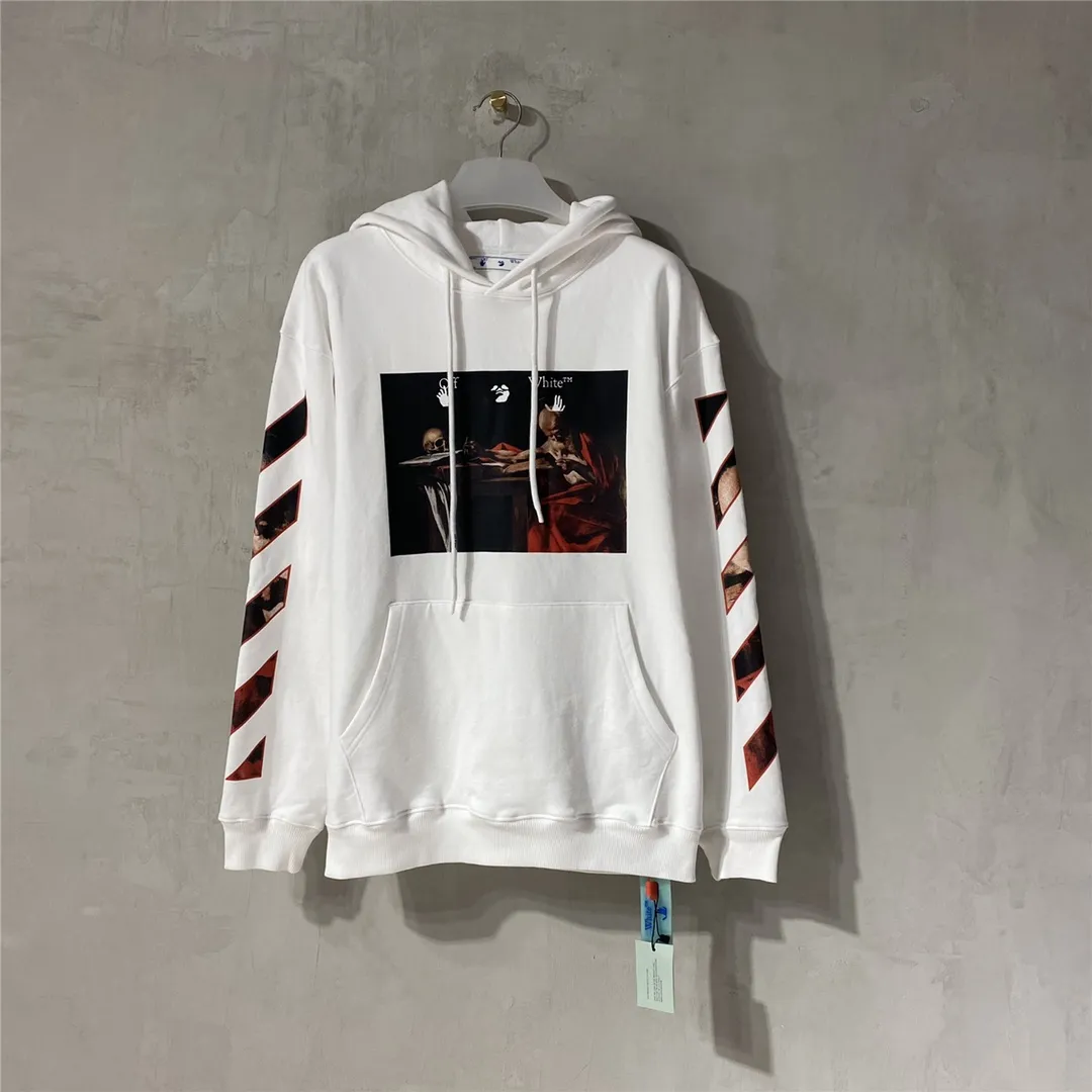 Top tested version OFFWHITE OW Caravaggio Skeleton Old Man Oil Painting for Men and Women Couple Pure Cotton Loose Religious Round Neck Pullover Hoodie Sweatshirt Exclusive version on the market, zp’s sales once hit a new high. Both the front and rear panels are printed using Kornit's digital direct printing process, with 7 colors sprayed and glazed solid film, giving the printing a jelly-like feel. The printing gradient is gentle, the texture is clear, and the color contrast is obvious. The fabric is made of 480g large fish scale pure cotton terry fabric, which is launched in a big way and has full drape. It can be compared with all versions on the market and is synchronized. Brand new 21s collar label, washed, hang tag, all customized. Size chart